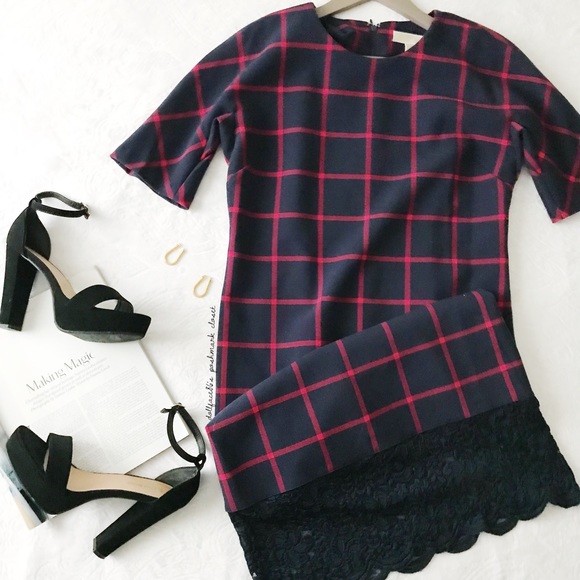 MICHAEL Michael Kors Dresses & Skirts - MK Windowpane Checkered Lace Trim Dress